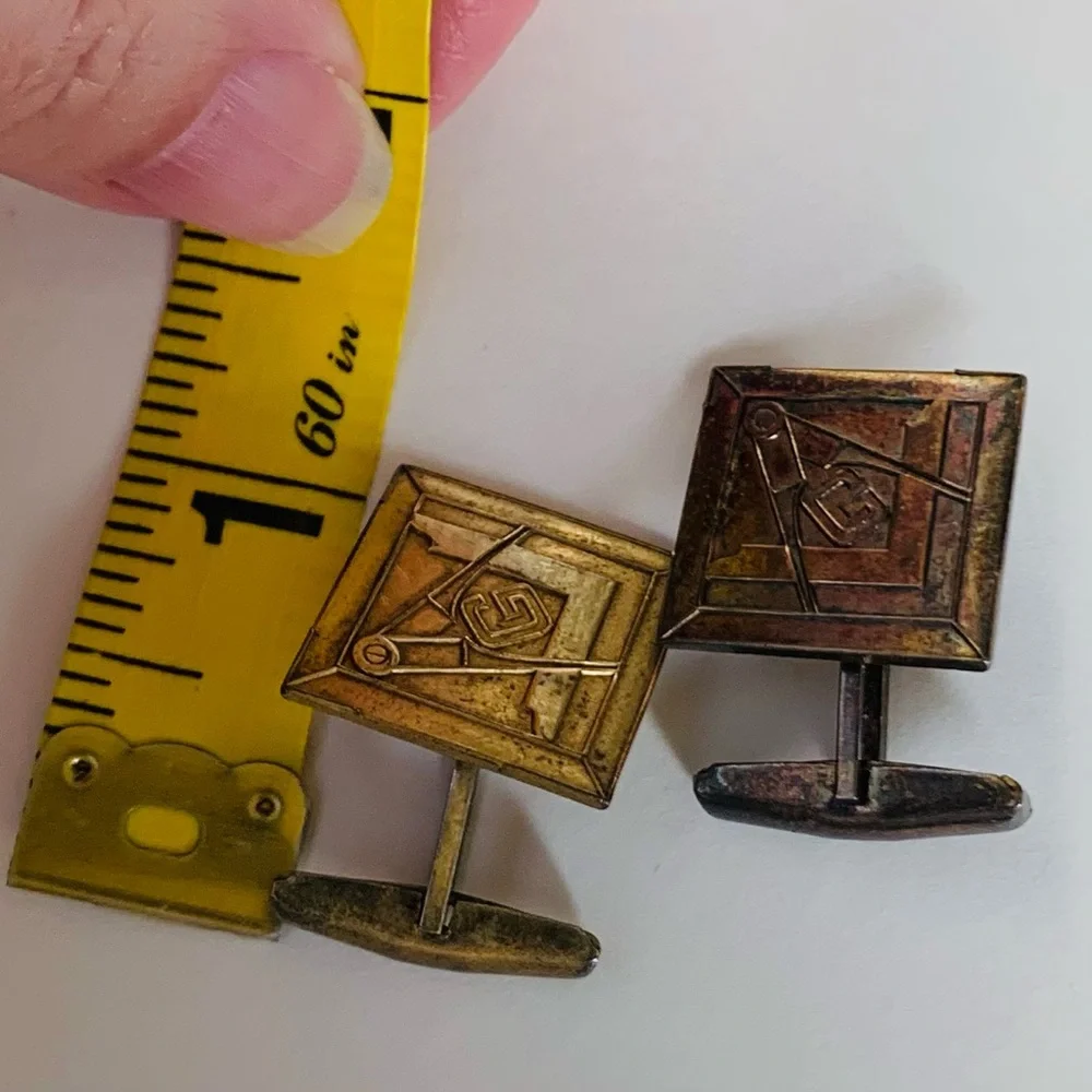 Masonic Cufflinks by Avedon Brass Vintage Rare Patent#2920363 Pivot features